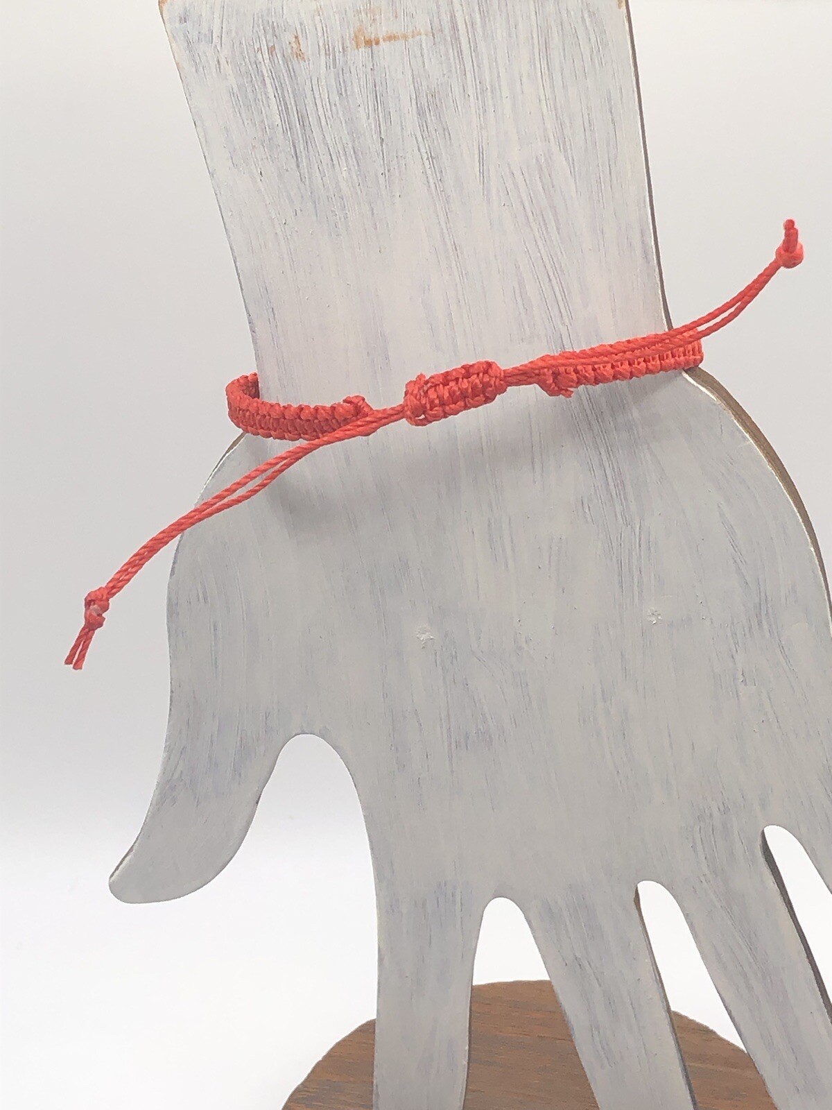 Handmade Red Macrame Square Knot Adjustable Bracelet with Pearl-like Connector