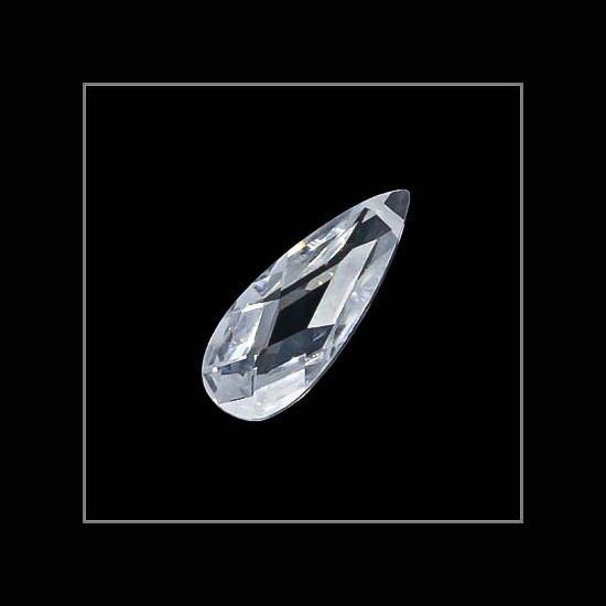 2 Cubic Zirconia Flat Pear Drop Briolettes Beads 7x18mm Clear White #64076