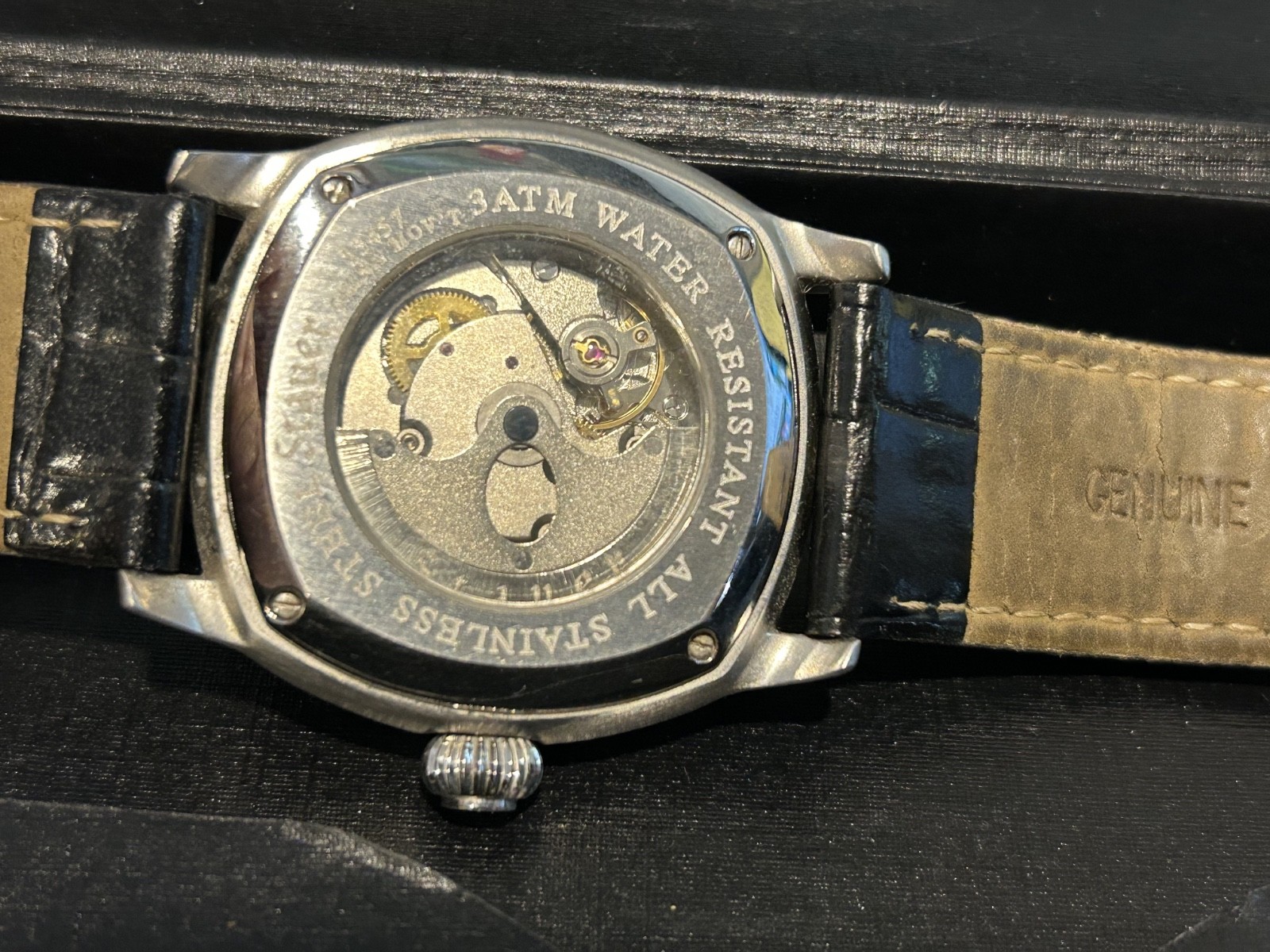Stauer 1930 Dashtronic, Automatic, 21 Jewels, Stainless Steel, Leather Used