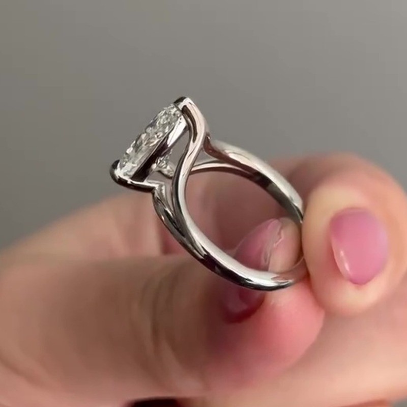 1.90 CT Pear Cut Moissanite Solitaire Engagement Ring In 14k White Gold Plated
