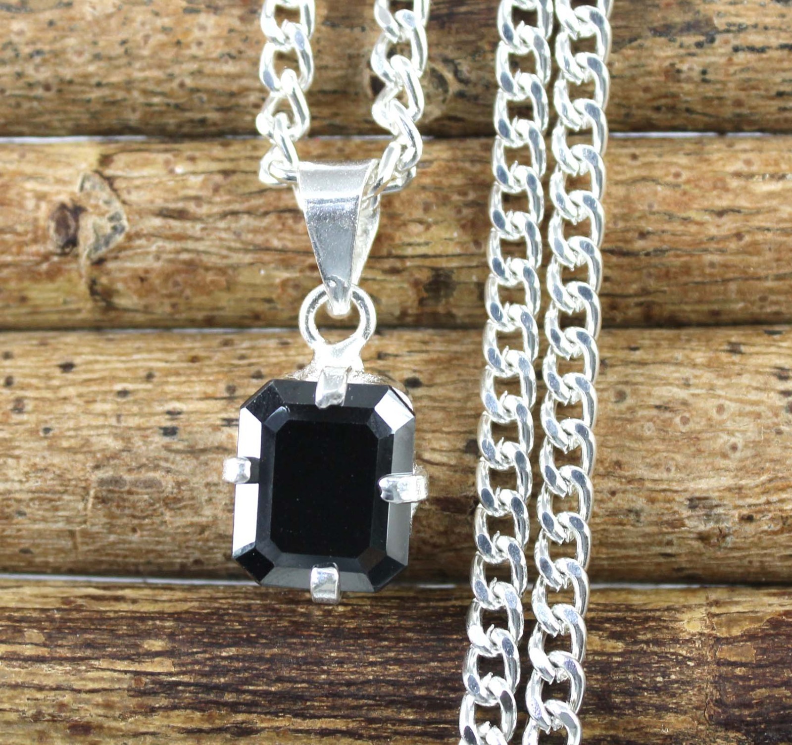 Emerald Cut Black Diamond Solitaire 6.80 Carat Certified Prosperity Pendant
