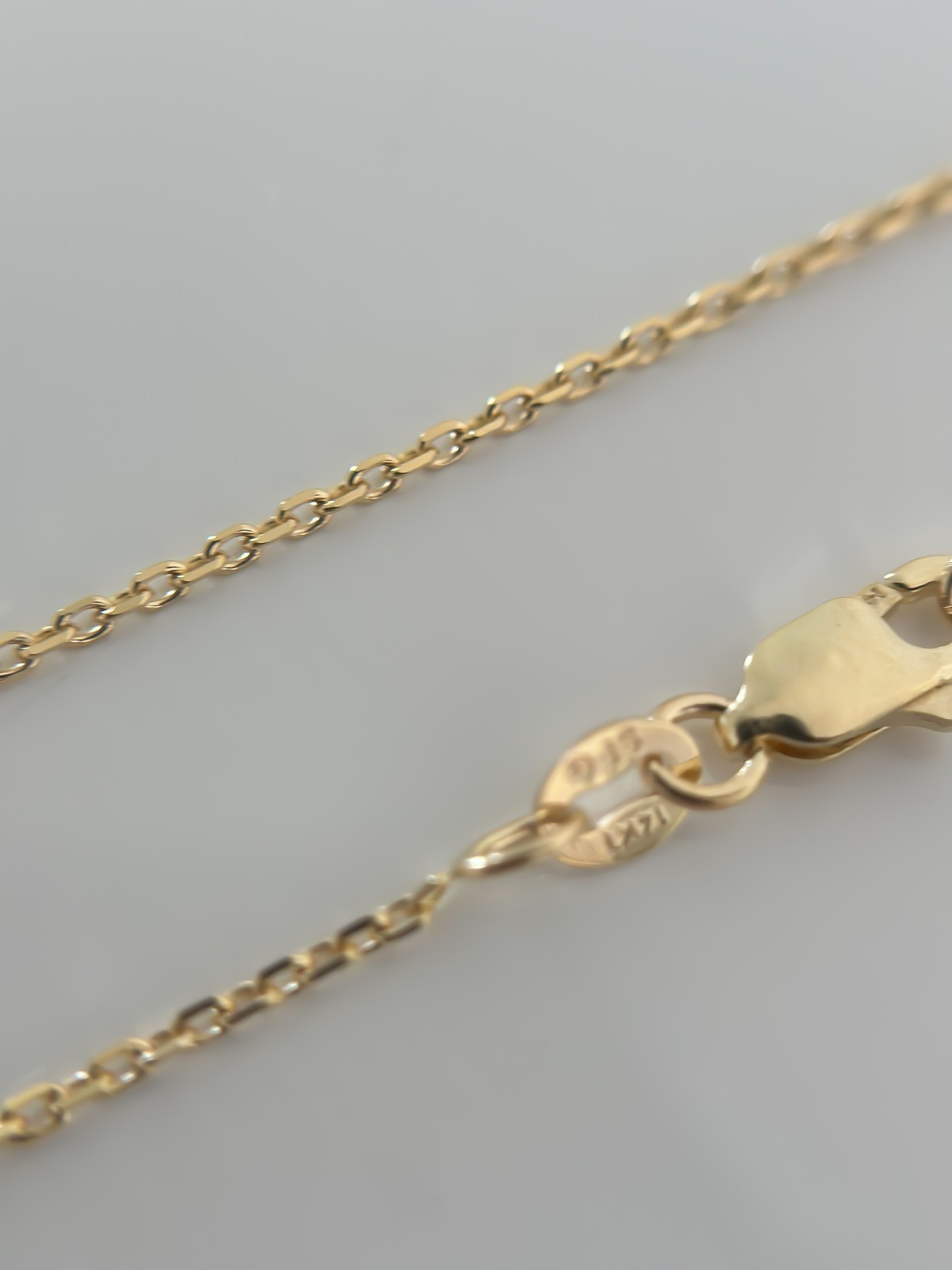 14k Solid Gold Cable Link Chain 1.2mm, Boston Link 16″ 18″ 20″ Necklace Lobster