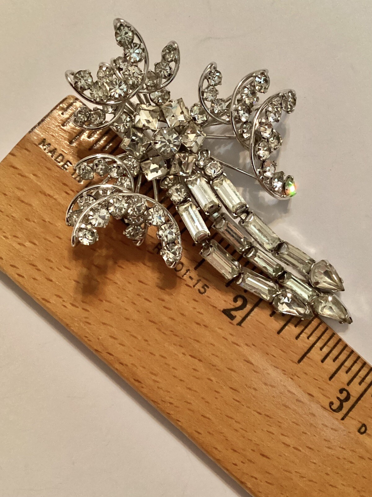 Vintage Art Deco 1/20 12K GF Gold Filled Rhinestone Brooch Phyllis Stunning 💛
