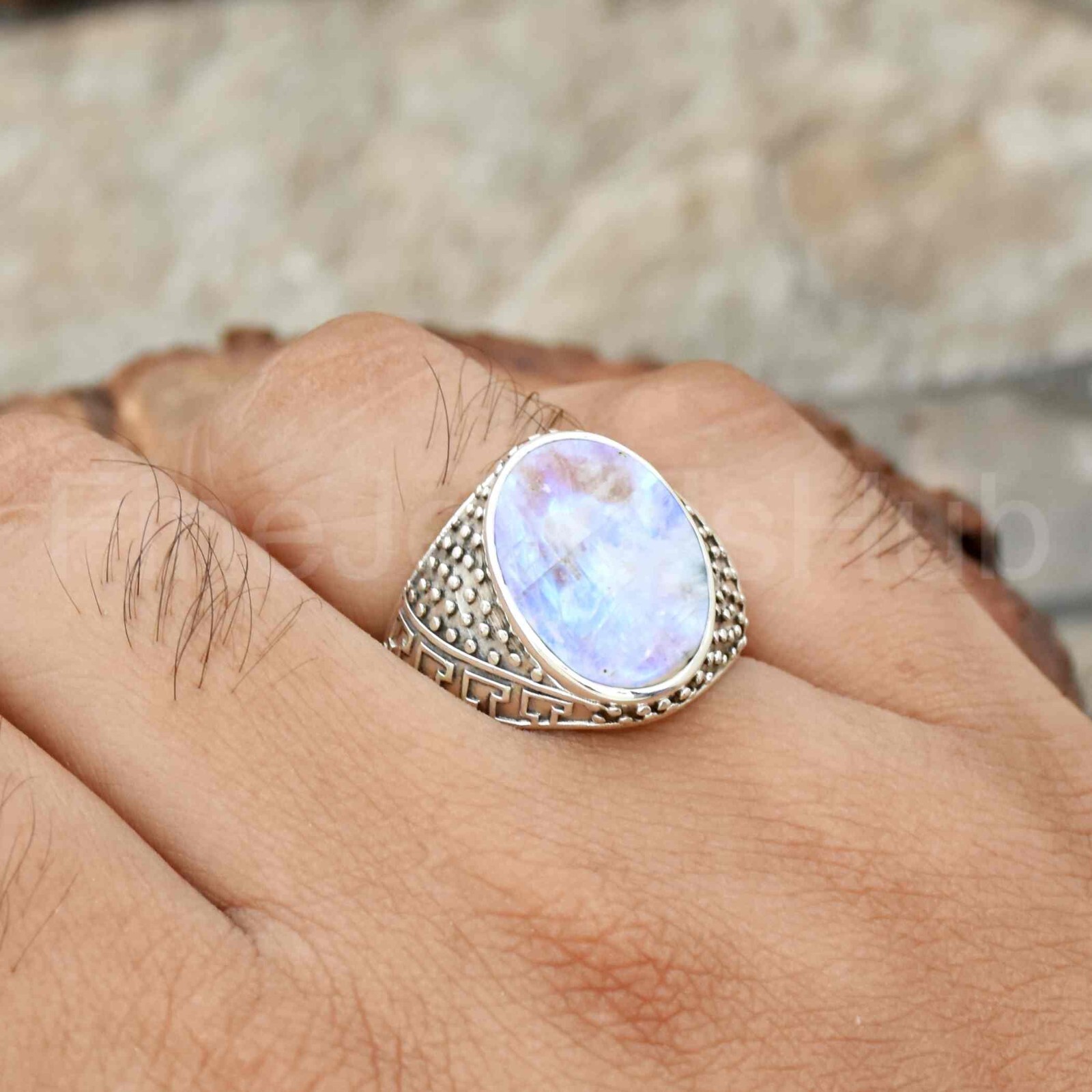 Moonstone Ring 925 Sterling Silver Moonstone Men’s Ring Gift For Him
