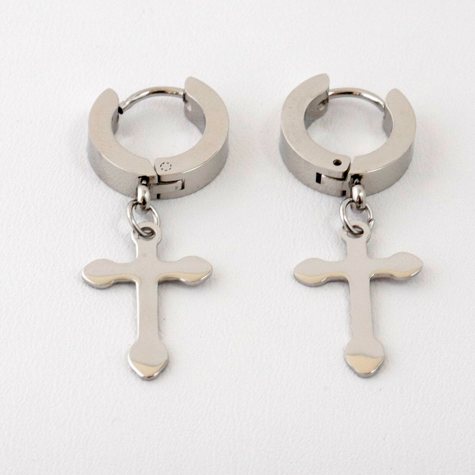 Men Cross Earrings,Cross Hoop Earrings,Cross Earrings, Hoop with Cross