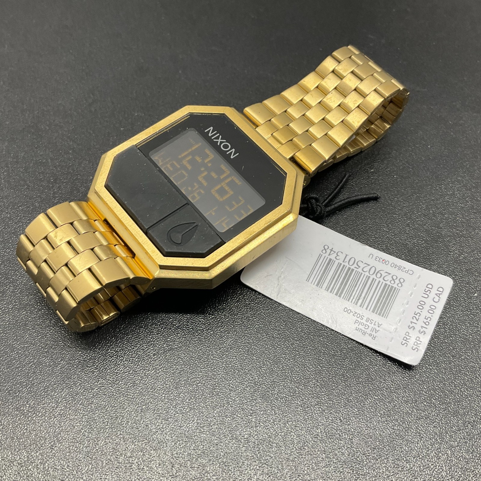 New Nixon Re-Run A158 Men’s Digital Watch, All Gold, 38.5mm/13-18mm