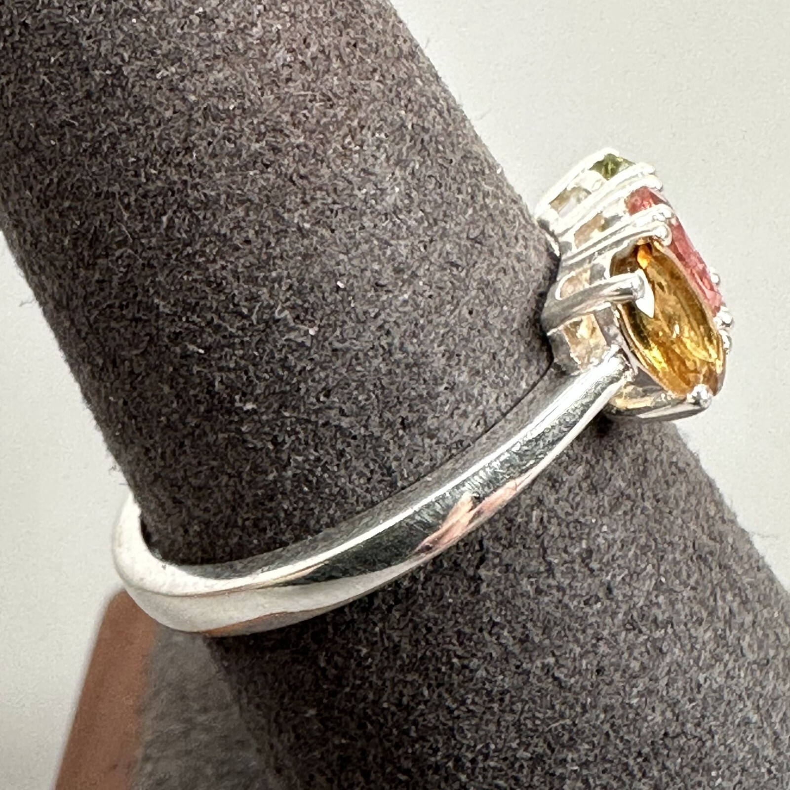 Lovely D’Joy Three-stone Tourmaline Ring 925 Sterling Silver – Size 8, 2.56g