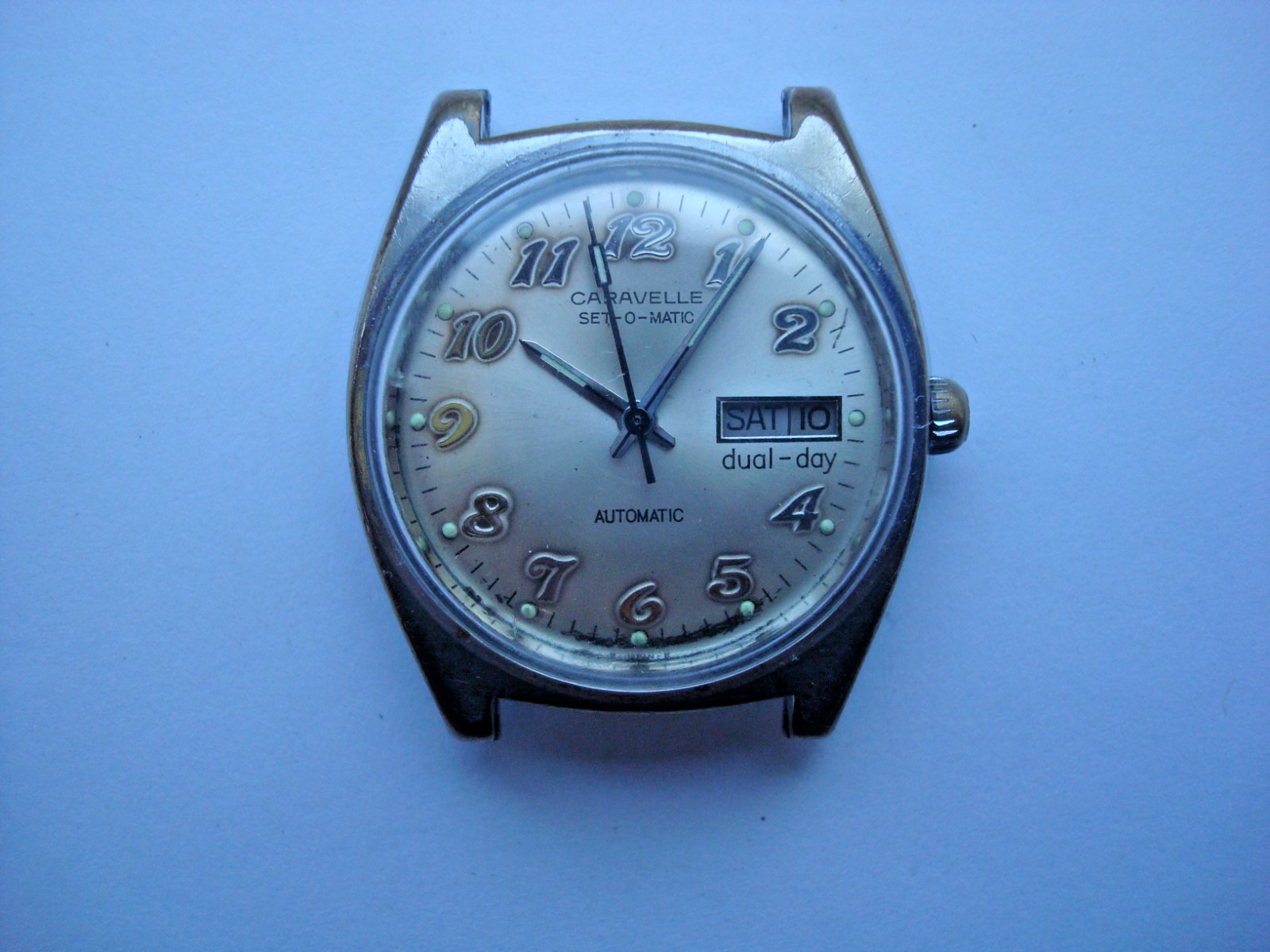 Caravelle N6 Set-O-Matic Dual-Day Day Mens Automatic Watch Mov’t Serviced Runs!