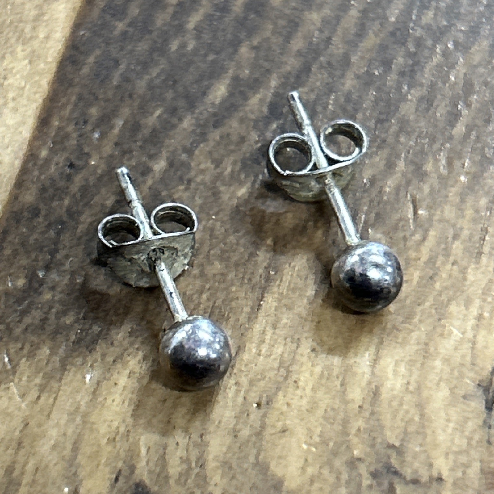 Sterling Silver Small Ball Stud Earrings .46 Grams