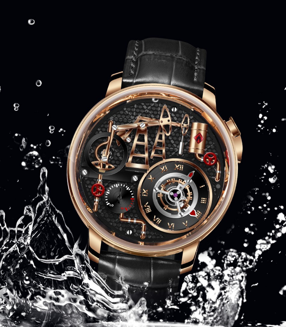 PINDU Men’s Luxury Dress Watch 45.5mm Steel Sapphire Crystal Luminous Waterproof