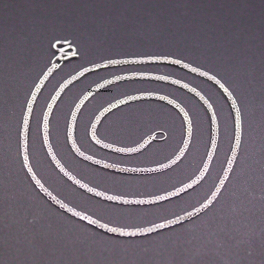 Pure S999 Fine Silver 999 Chain 1.3mm Wheat Link Necklace 4-5g 19.7inch
