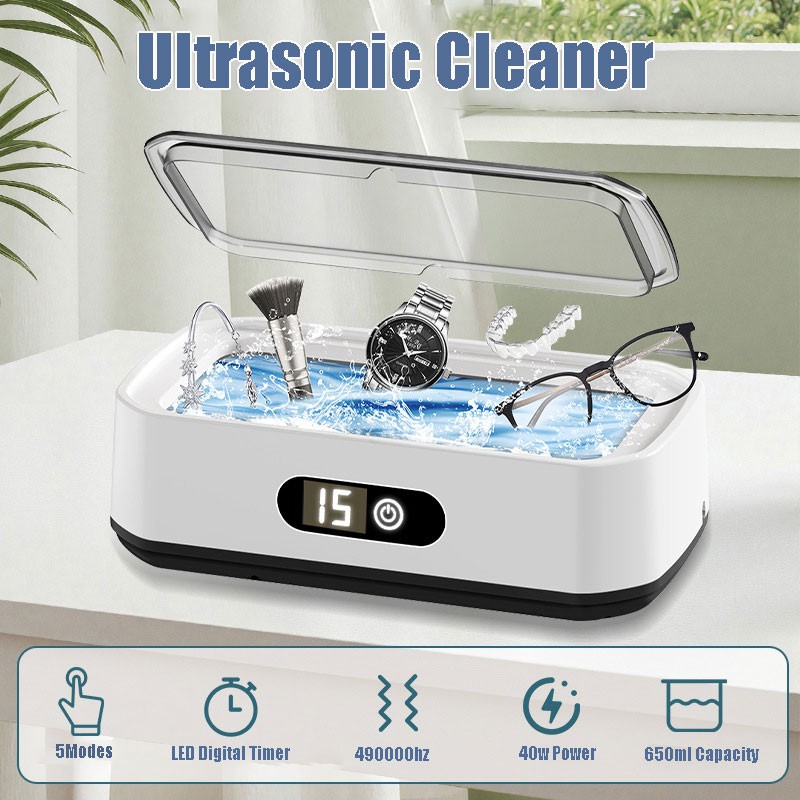 Ultrasonic Jewelry Cleaner, 50KHz Ultrasonic Cleaner W/5 Modes & Digital Timer