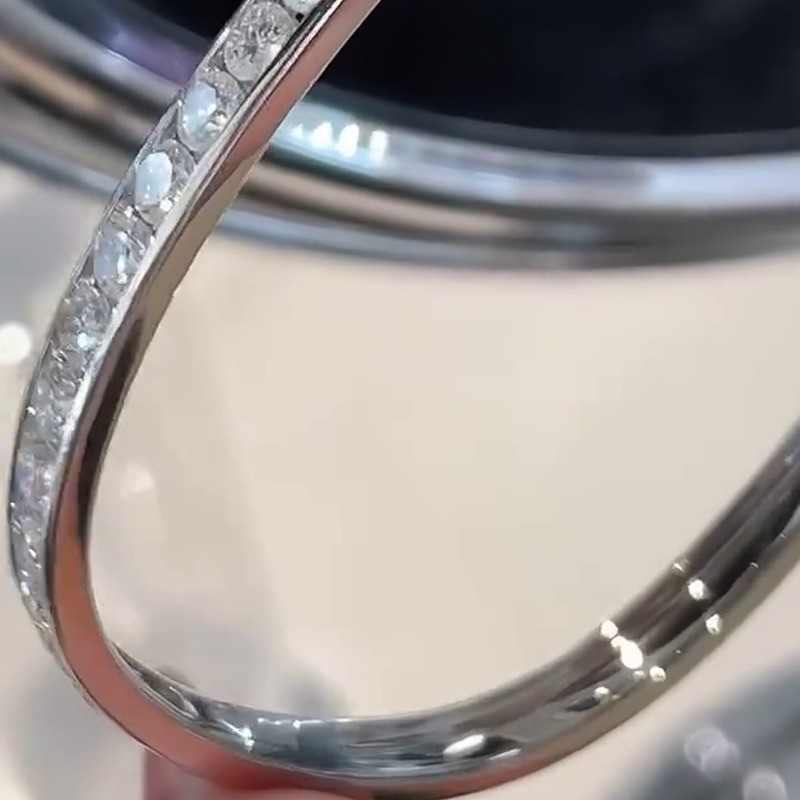 1.90 Ctw Round Cut Moissanite Bracelet Bangle Channel Set 14K White Gold Plated