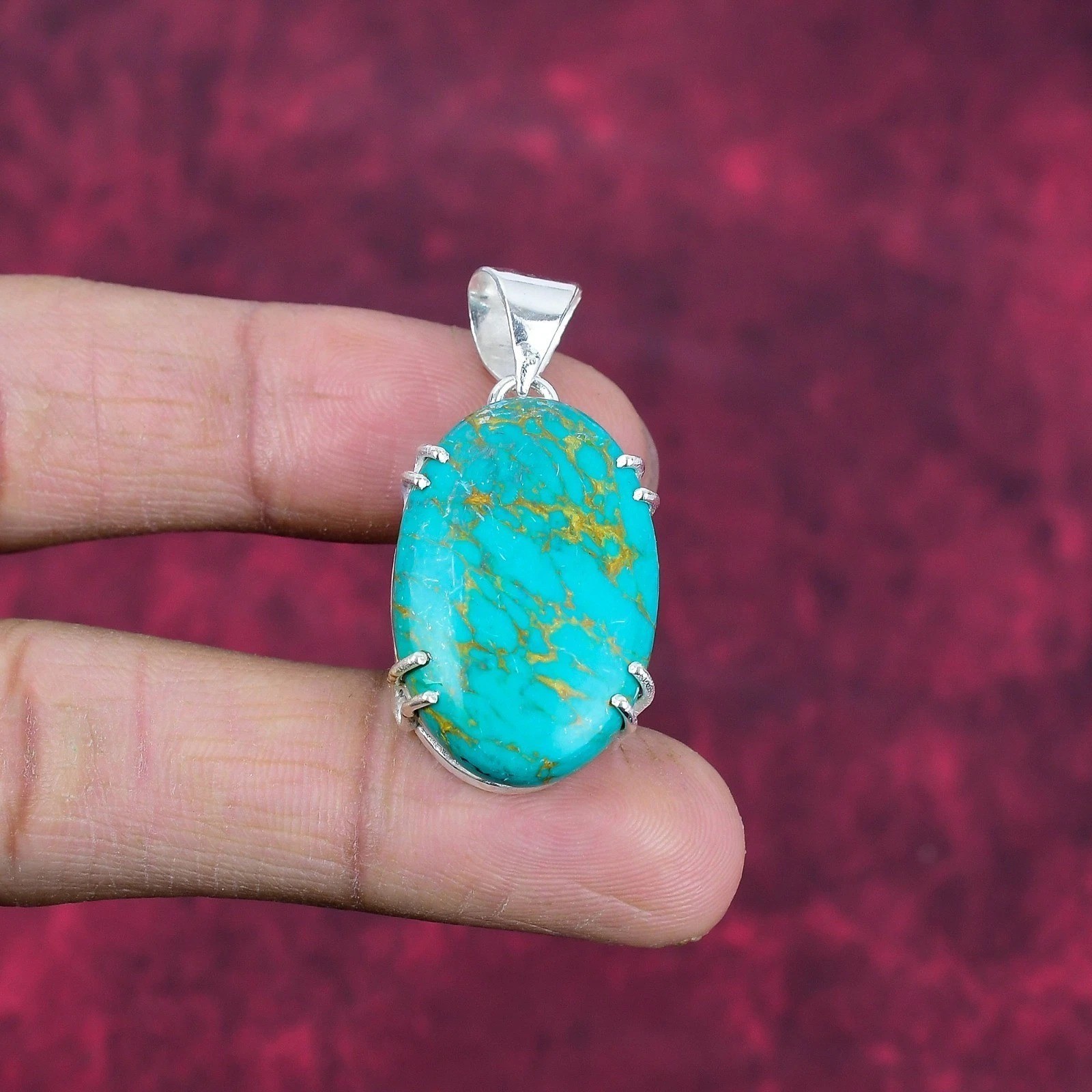 40.55 Ct Arizona Turquoise Handmade 925 Solid Sterling Silver Jewelry Pendant