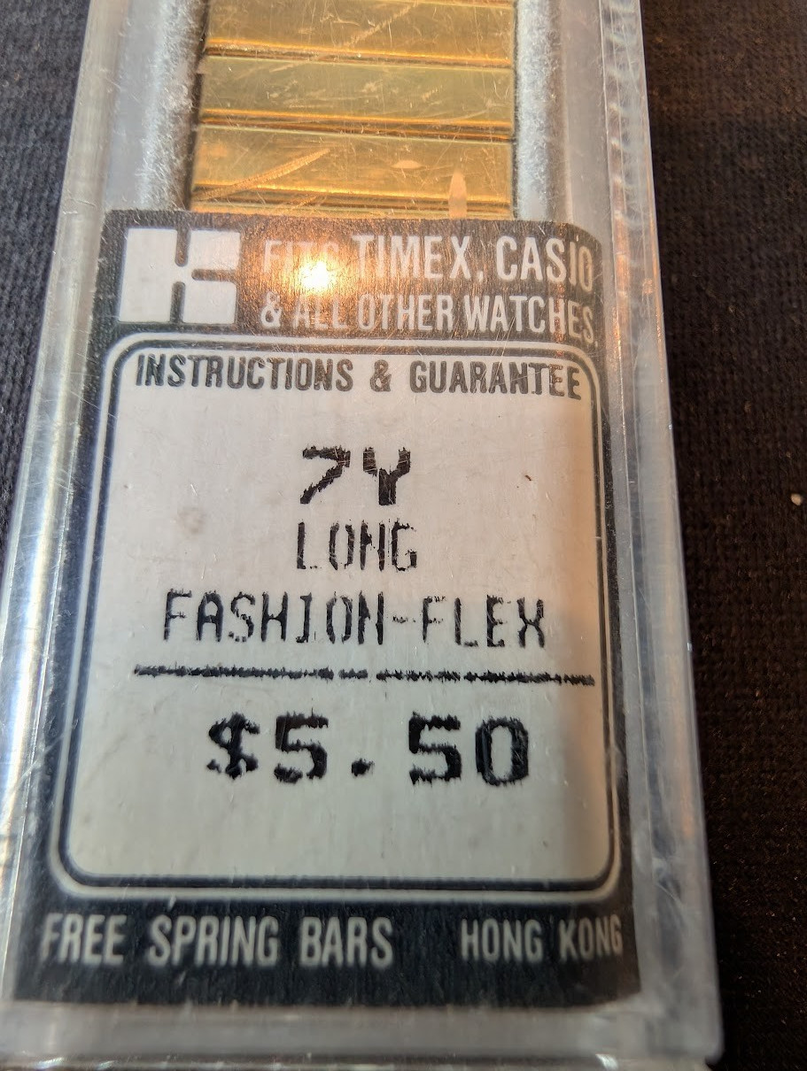VINTAGE KREISLER GOLD COLOR FLEX-ON STRETCH WATCH BAND, STAINLESS STEEL 7Y LONG