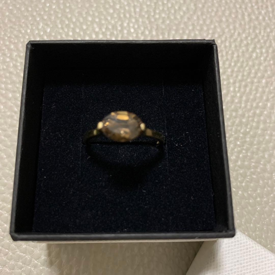 Hoaw. Stone Ring 925 Silver Gold Tone Size 12 JP