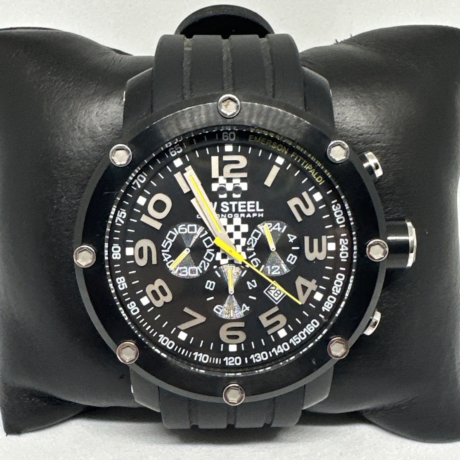 TW Steel TW610 Men’s Black Silicon Strap Analog Dial Chronograph Watch HME850