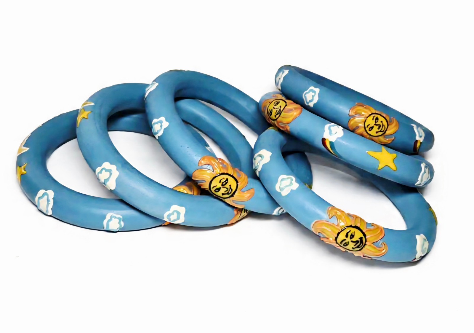 Bulk Lot Treasure Lot Blue Wood bangles Jewelry Small Bag 30 pcs Goodie Bag