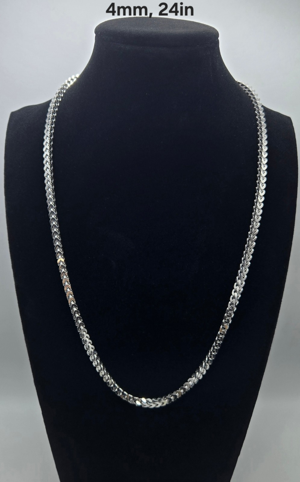 Real Franco Box Chain Necklaces RHODIUM, 2MM – 5MM, 925 Sterling Silver, Italy