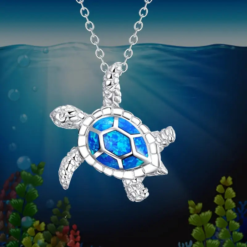 Little Turtle Necklace Cute Tortoise Sea Life Pendant Jewelry Nickel-Free