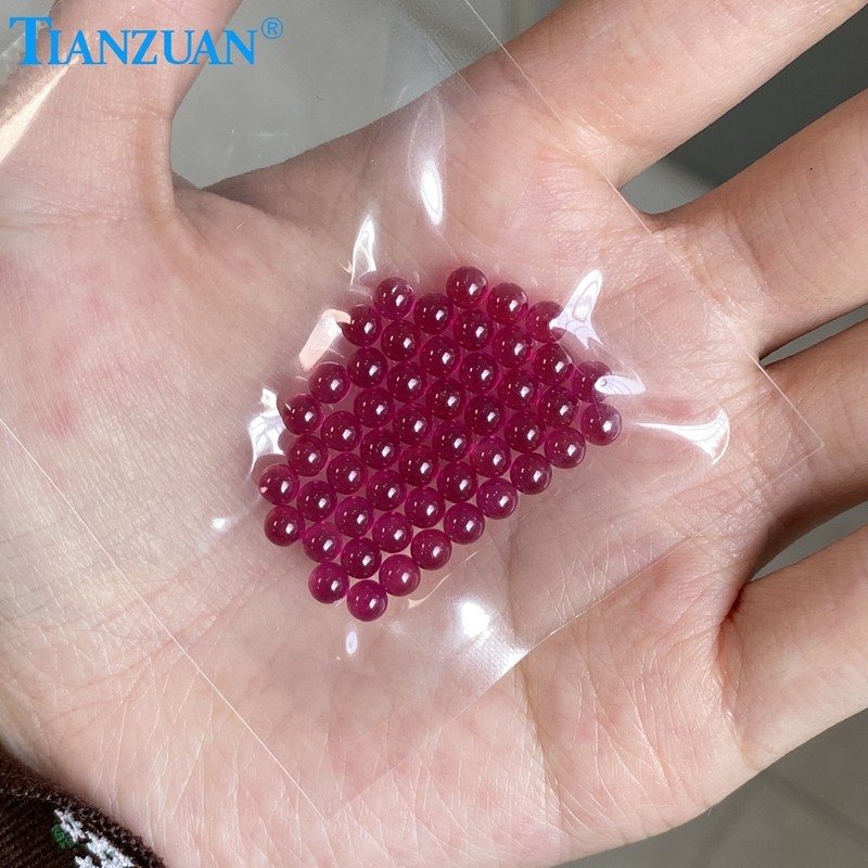 Lab-Crown Round Ruby Ball Gemstones | Multi-Size Loose Beads for Jewelry Making