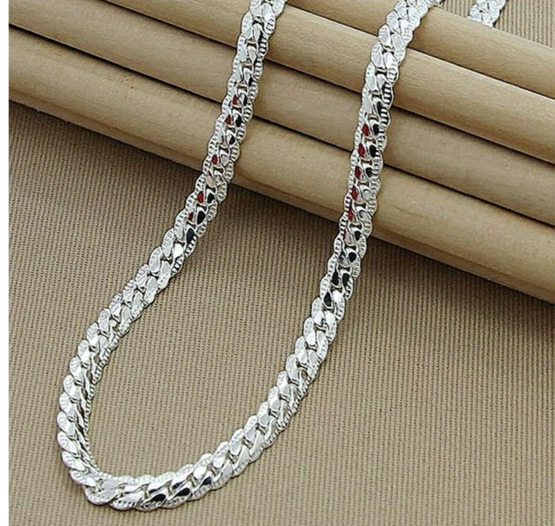 925 Sterling Silver 5mm Wide Snake Flat Chain Mens Womens 20″ Necklace