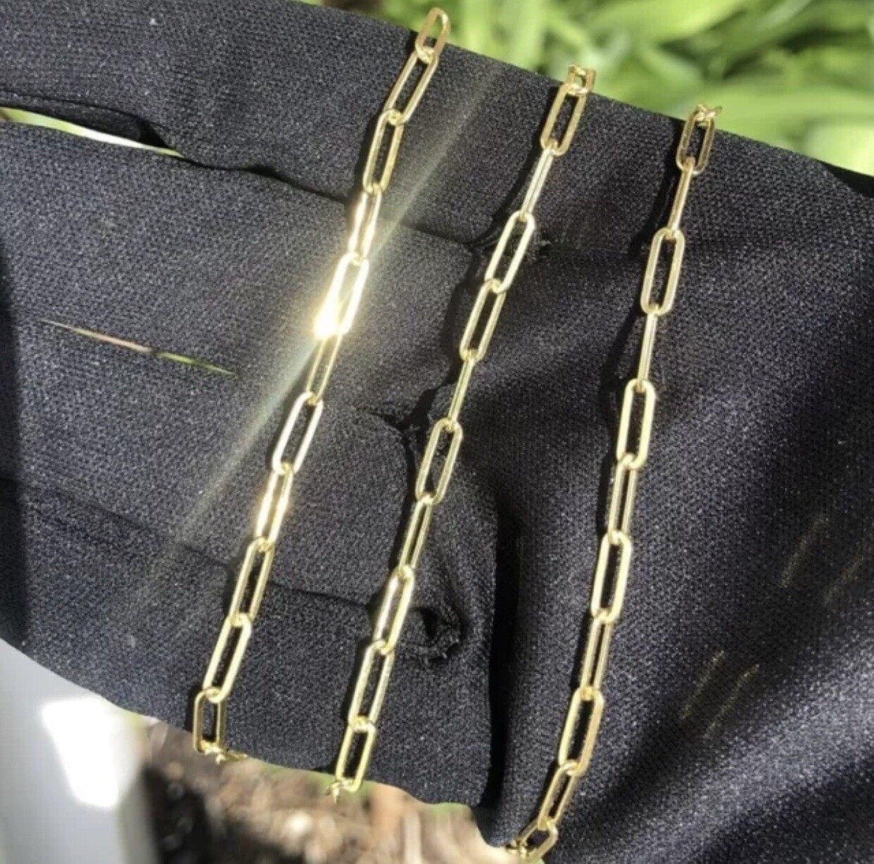 Real Genuine 1/20 14K Solid Yellow Gold Paperclip Chain Necklace 18 inch mm