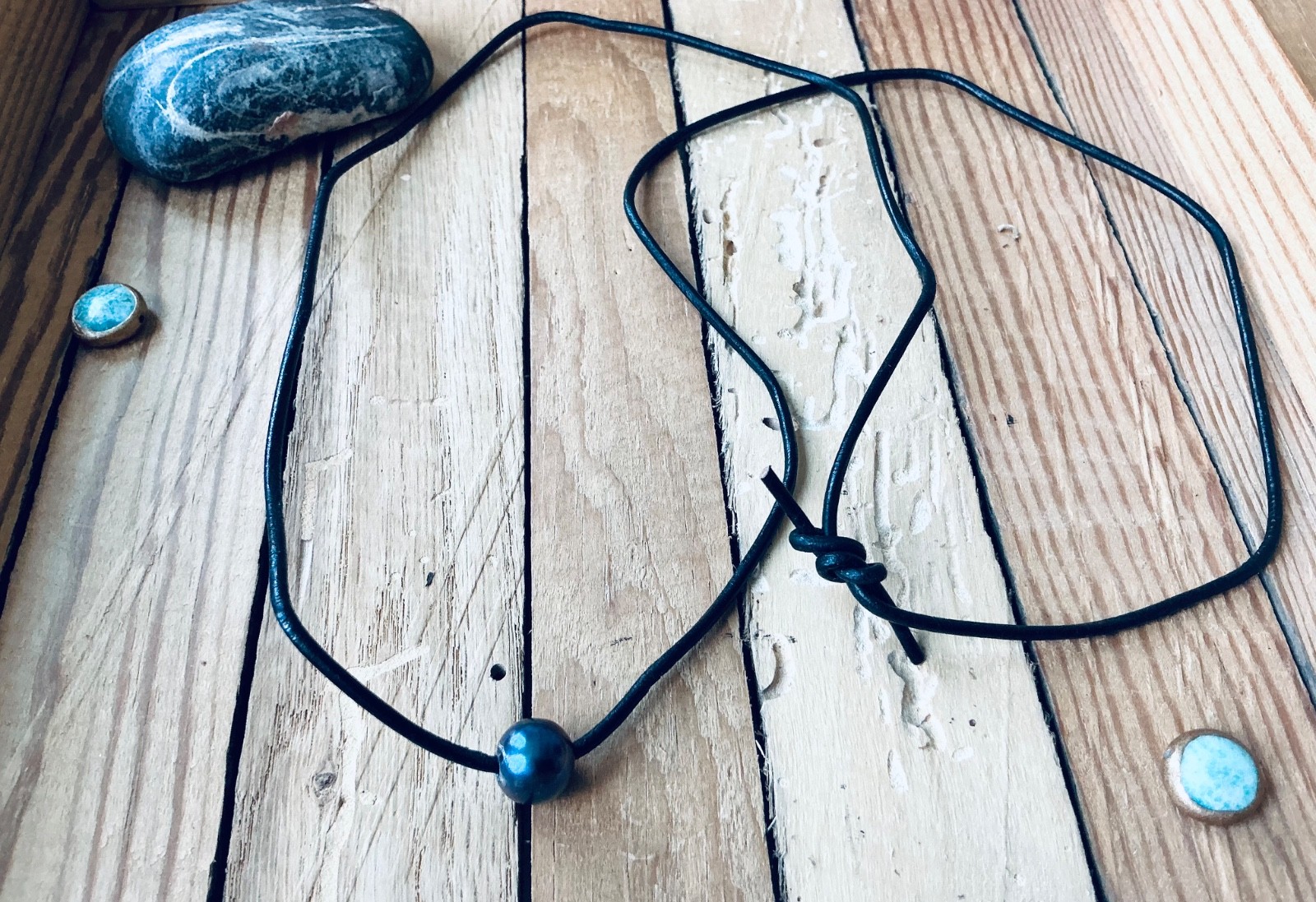 NEW: Inspired by Sundance Catalog: black pearl on adjustable black leather cord