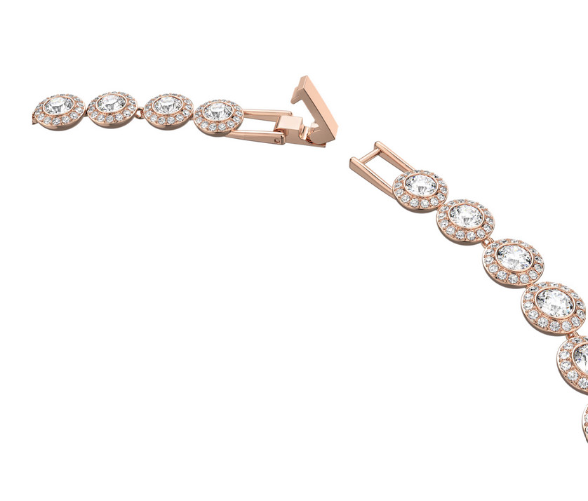 jewelry SWAROVSKI Una Angelic Tennis necklace Round cut, Medium, White, Rose to