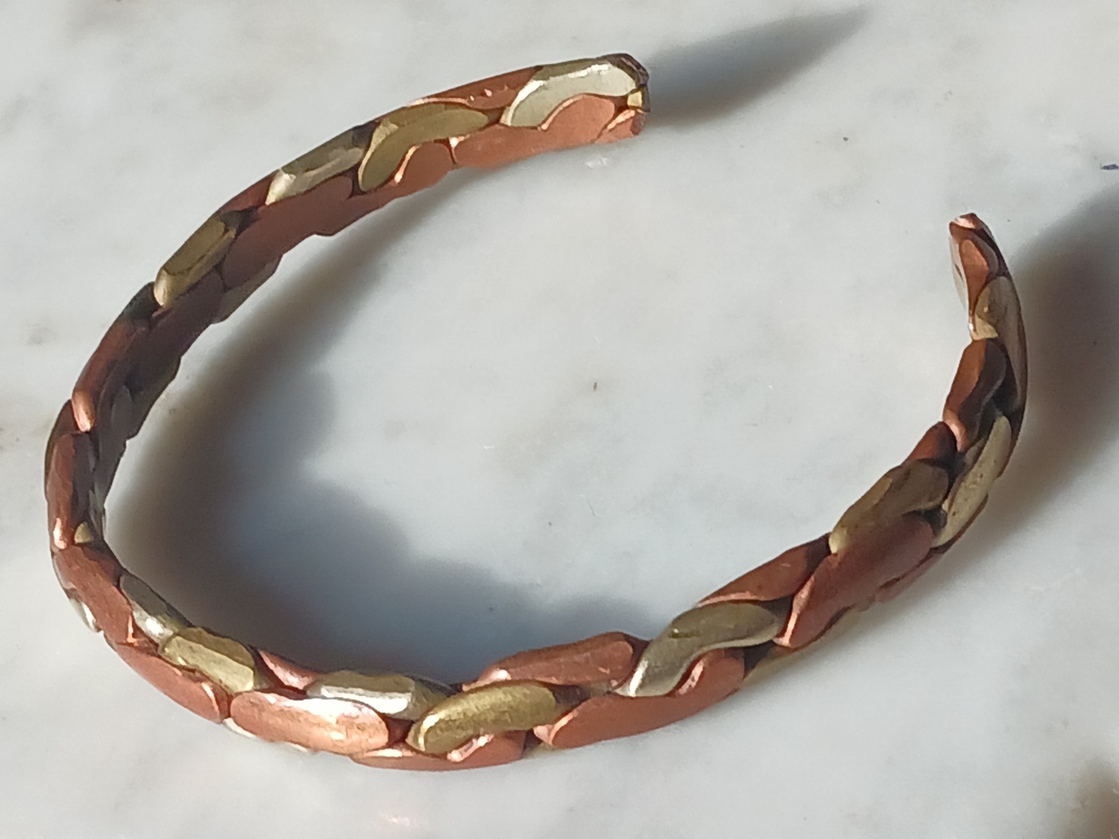 Braided Pure Vtg Copper Brass Cuff Bracelet Arthritis Carpal Tunnel Bracelet