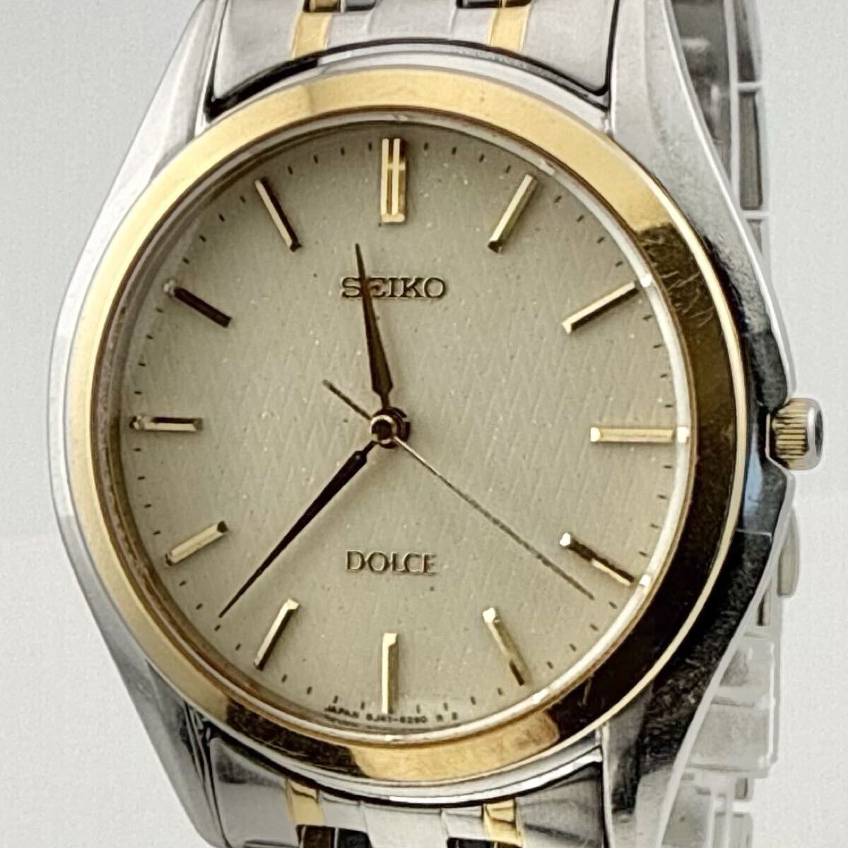 SEIKO 8J41 6160 DOLCE Men’s Watch Operational Onyx Missing from Crown Engraving