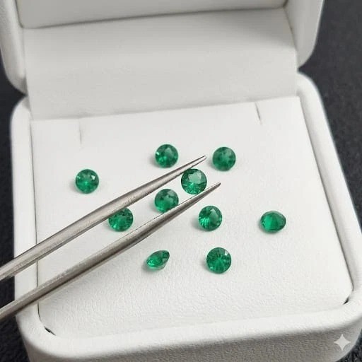 Natural 8 MM Round 11 Pcs Lot Colombia Green Emerald Certified Loose Gemstone