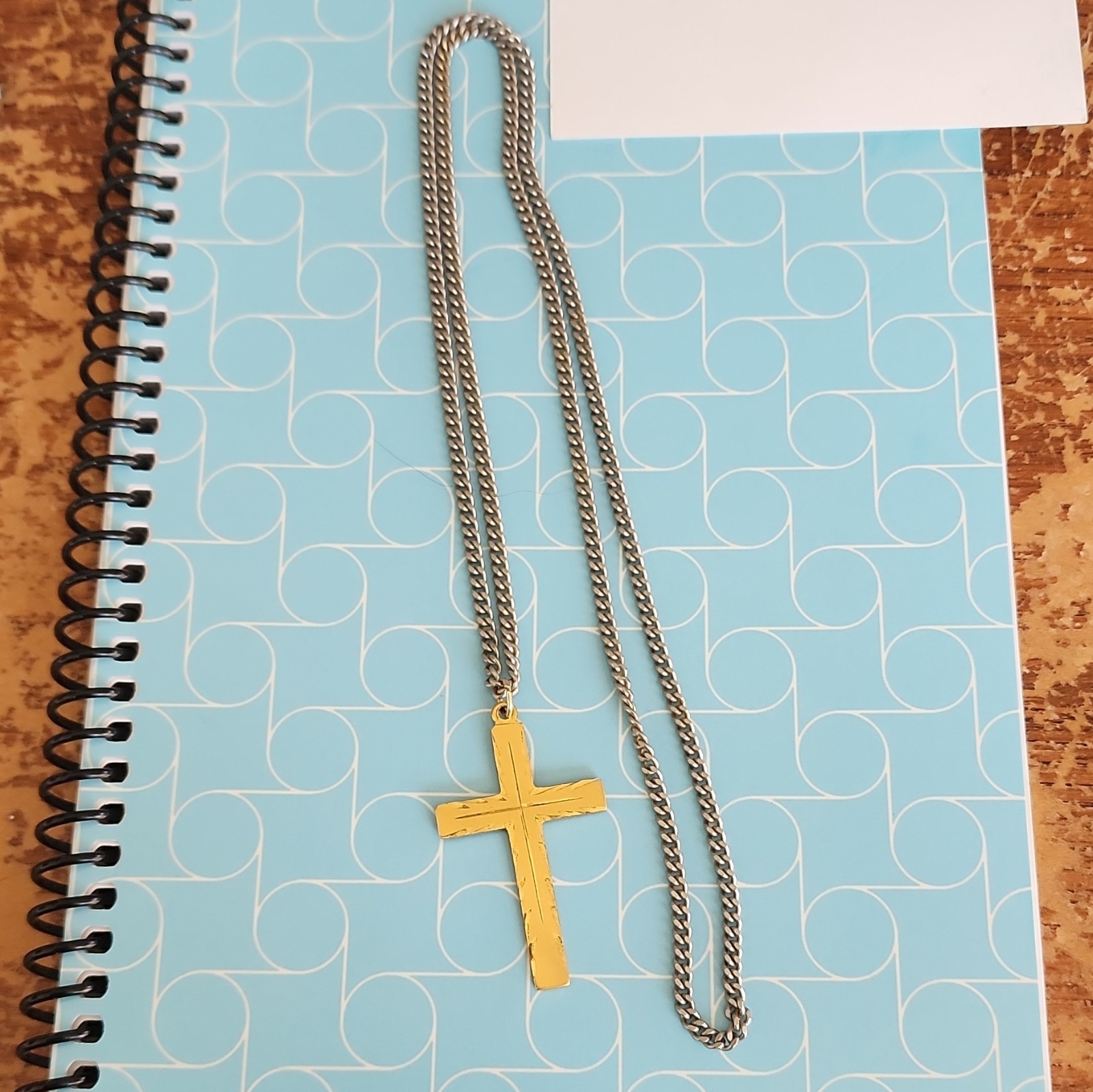 14k Gold Plated Cross Rope Chain Necklace vintage 1950s