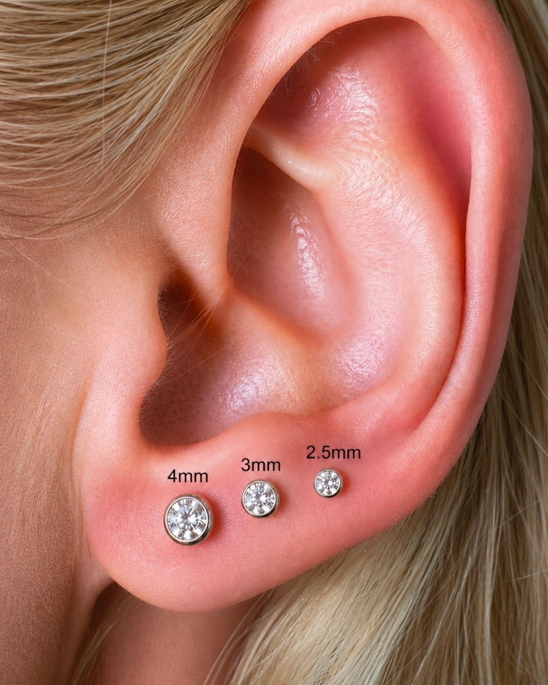 Pair of VVS1 Moissanite Stud for Women Sleep Flatback Titanium Earring Piercing