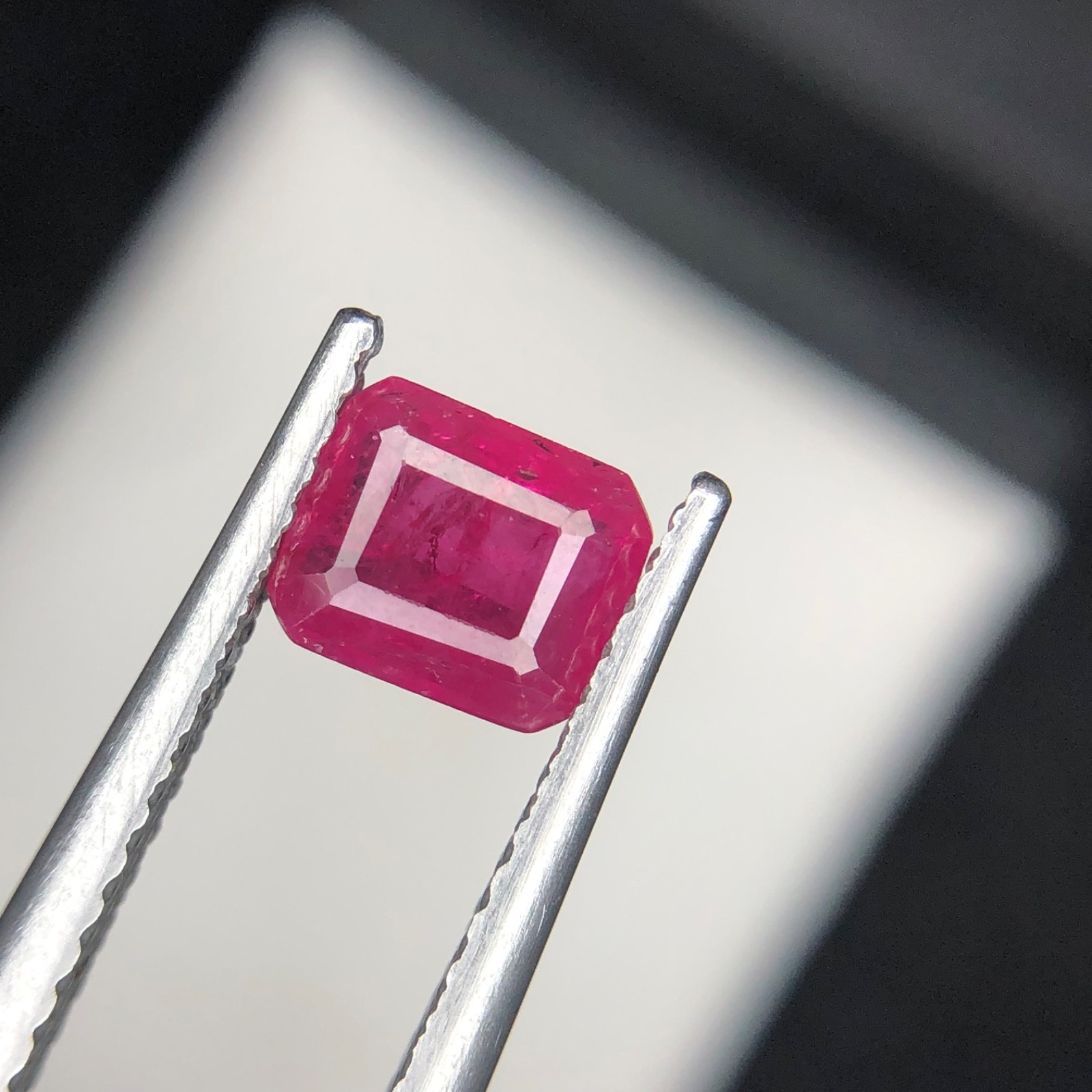 1.01 Ct Natural Ruby Certified Emerald Cut Purplish Red Corundum Loose Gemstone