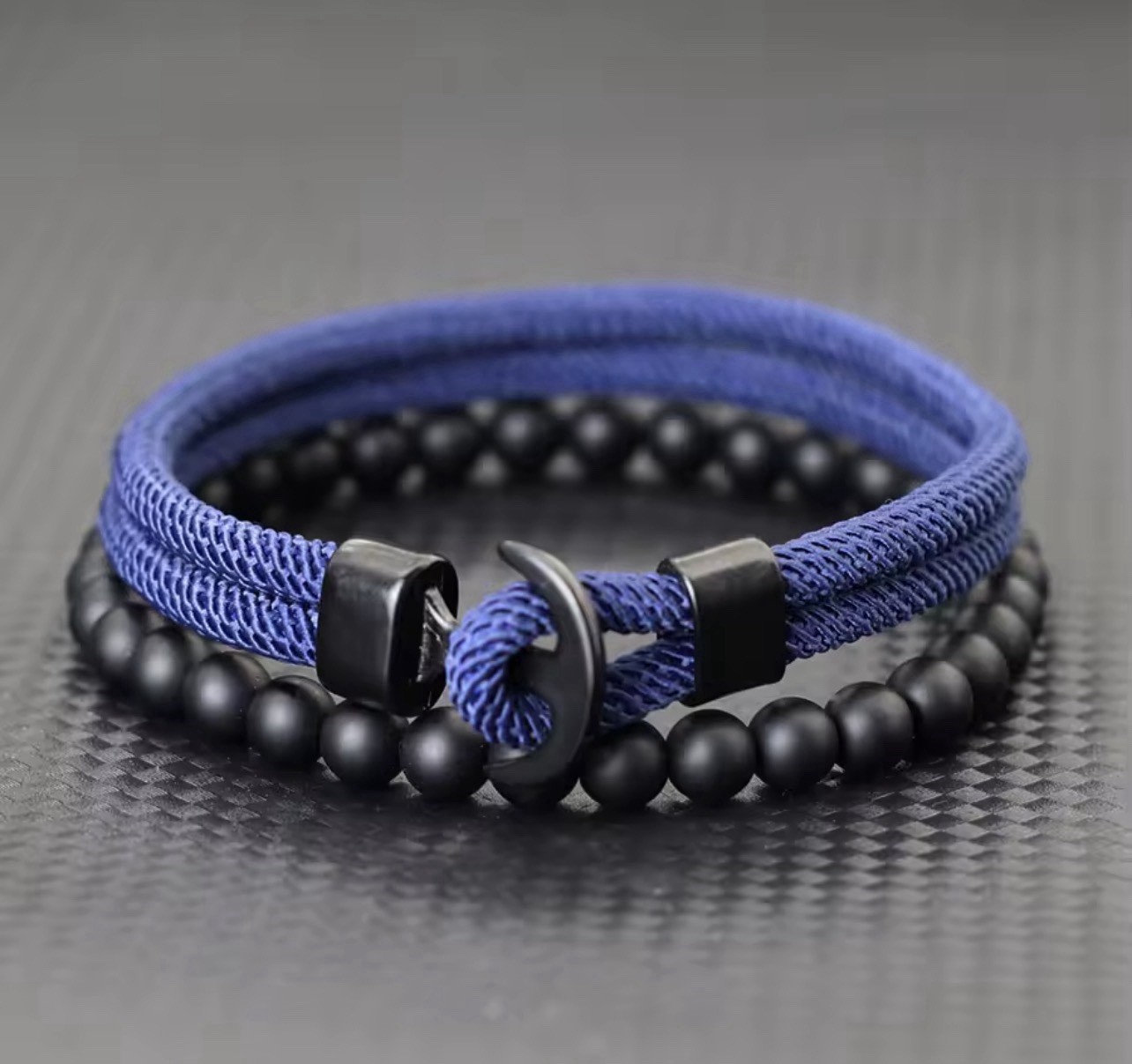 2pcs Men’s Bracelets with 4mm Cord and Onyx Beads, Unisex, Women, 20cm