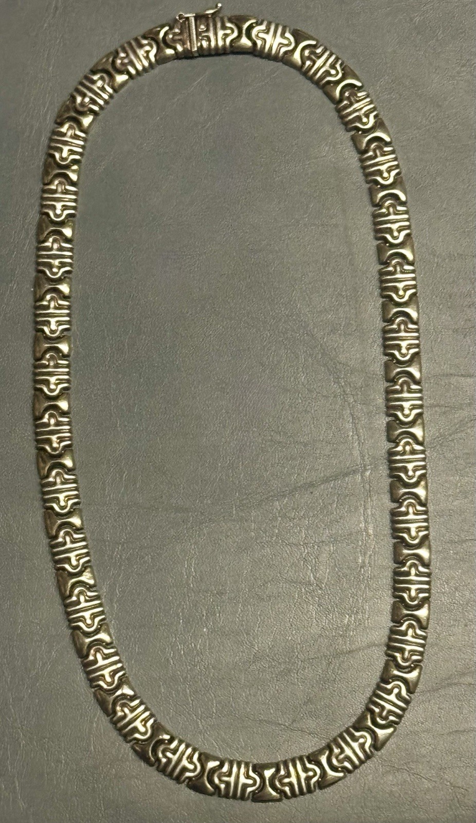 HEAVY Sterling 925 Silver Stamped Flat Byzantine Chain Necklace Vintage Ag