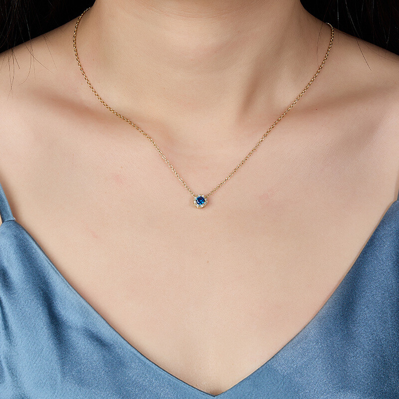 Women 925 Silver Retro Necklace Colorful Zircon Elegant Clavicle Chain Jewelry