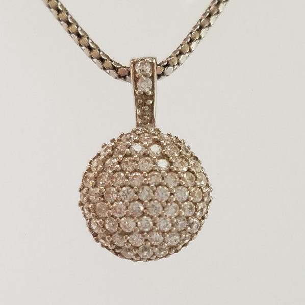 DISCO BALL 925 STERLING SILVER SWAROVSKI INSPIRED STONES CLUSTER CHARM PENDANT