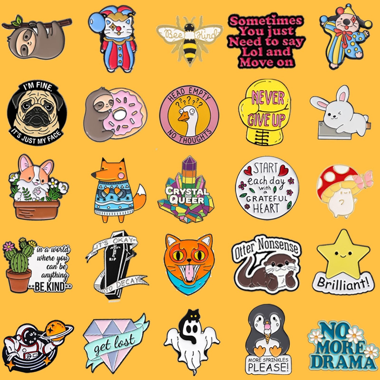 Cute Enamel Pins Set – 20/40/50 PCS Funny Backpack & Hat Lapel Badges, Aesthetic