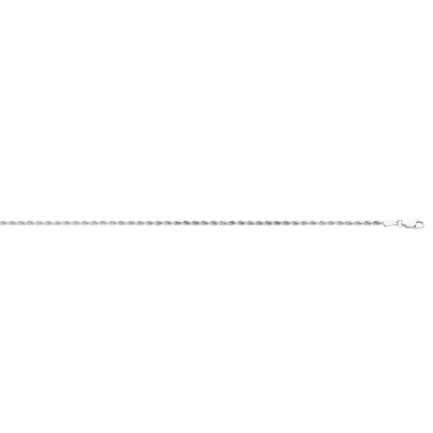 14k solid white gold diamond cut rope chain 20″inch 1.9mm 5.4 grams