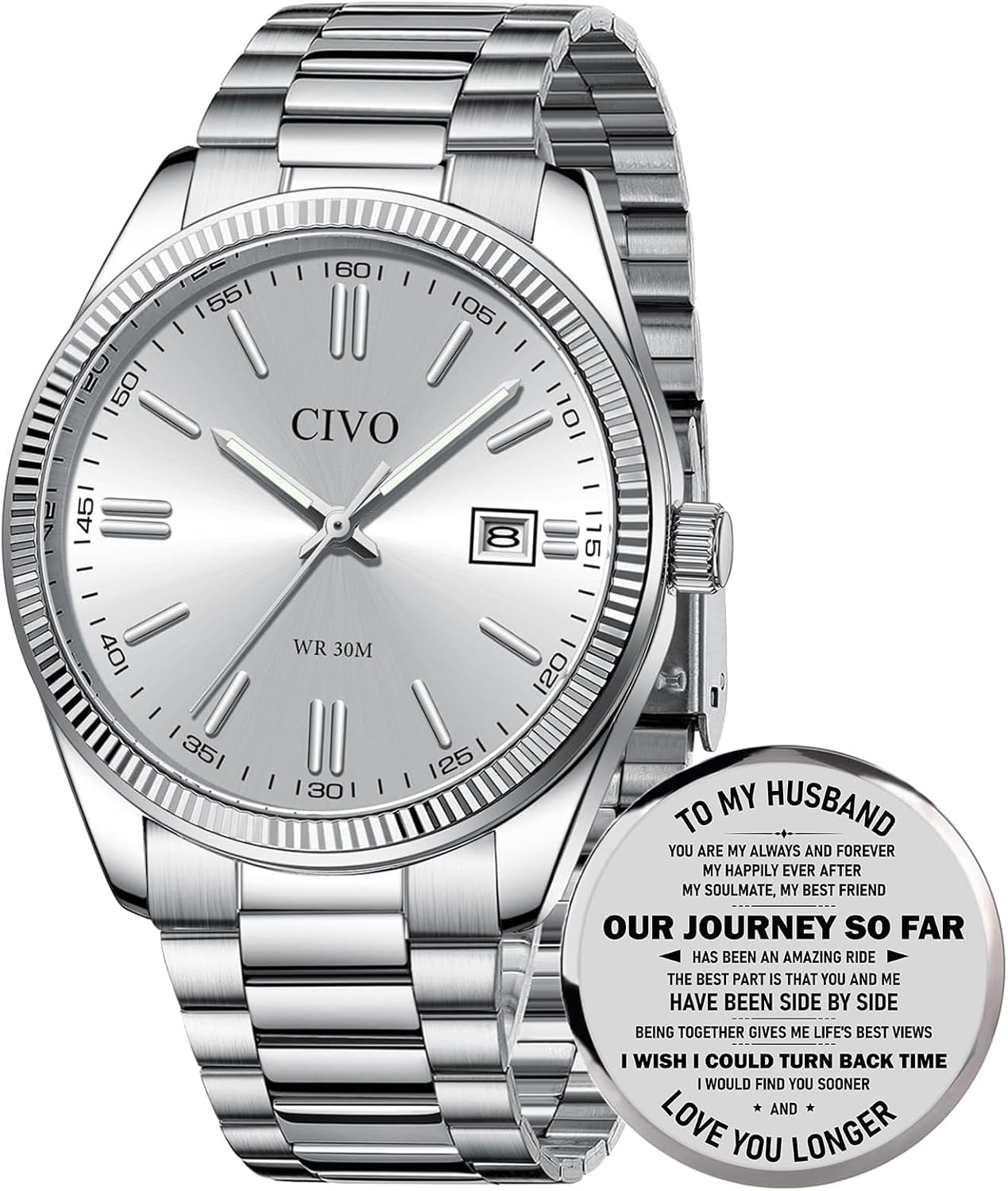 CIVO Analog Mens Watches Silver: Wrist Watches with Date Easy to Read – Dress St