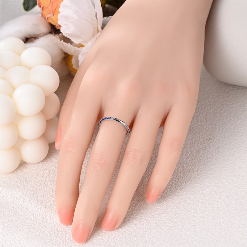 MULA European 925 Sterling Silver Finger Ring Blue CZ Reverse Love Women Jewelry