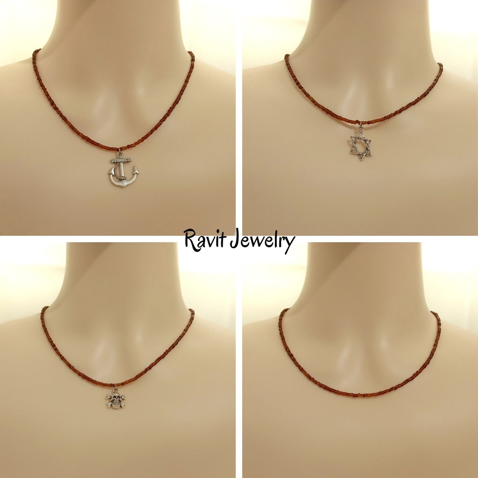 Dainty Small 2mm Glass Seed Beads Beaded Necklace With Pendant To Choose Jewlery