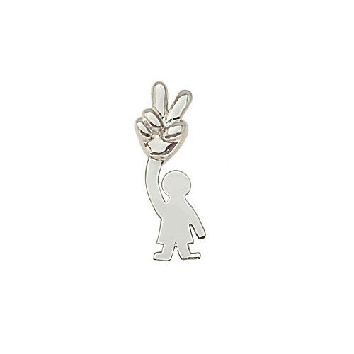 Victory Boy Pendant White Gold Plated Sterling Silver Charm – No Chain