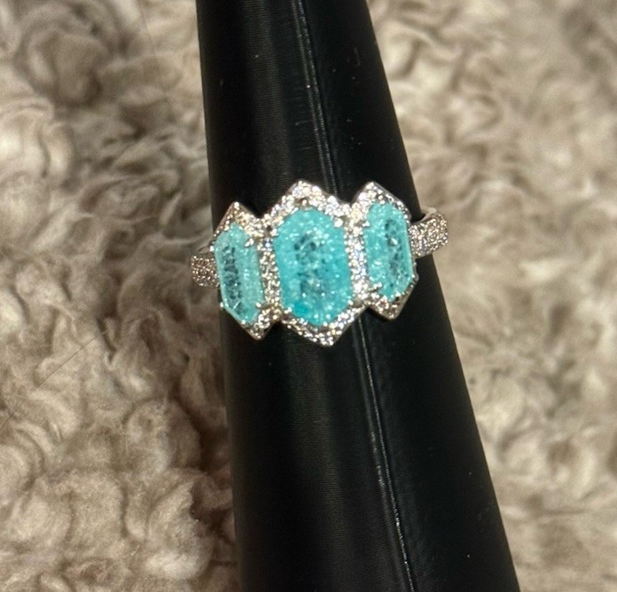 Bomb Party OG Ring-Delicately Decadent-Size 9 Ice Crystal-Rhodium-RG34723