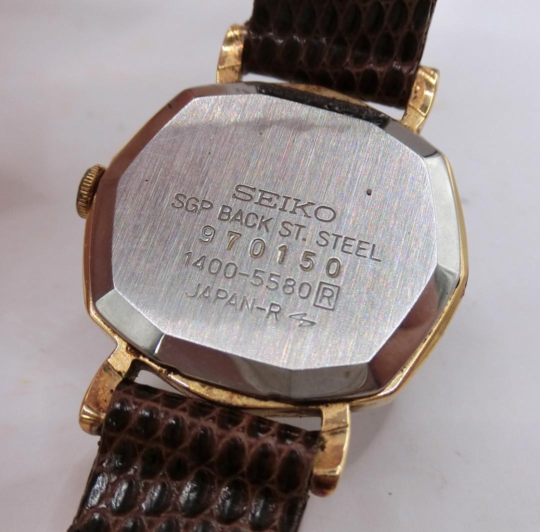 B Seiko SEIKO wristwatch, octagonal shape, 1400-5580, operation unconfirmed.