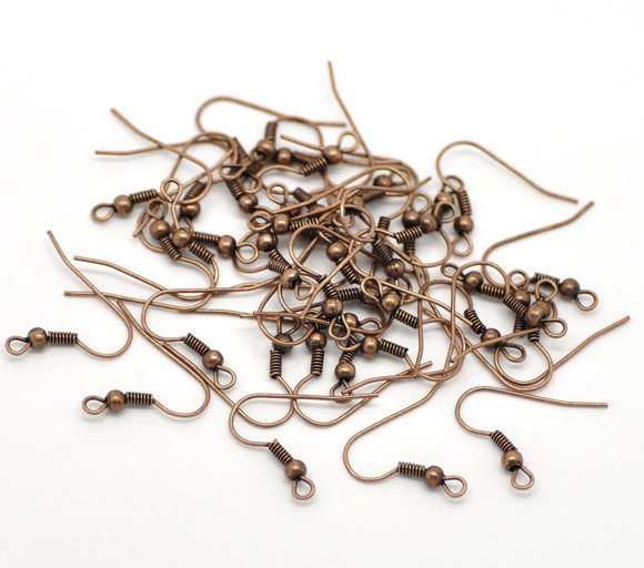 Sexy Sparkles 100 Pcs Copper Tone Earring Wire Hooks 21mm X 18mm Lead, Nickel Fr