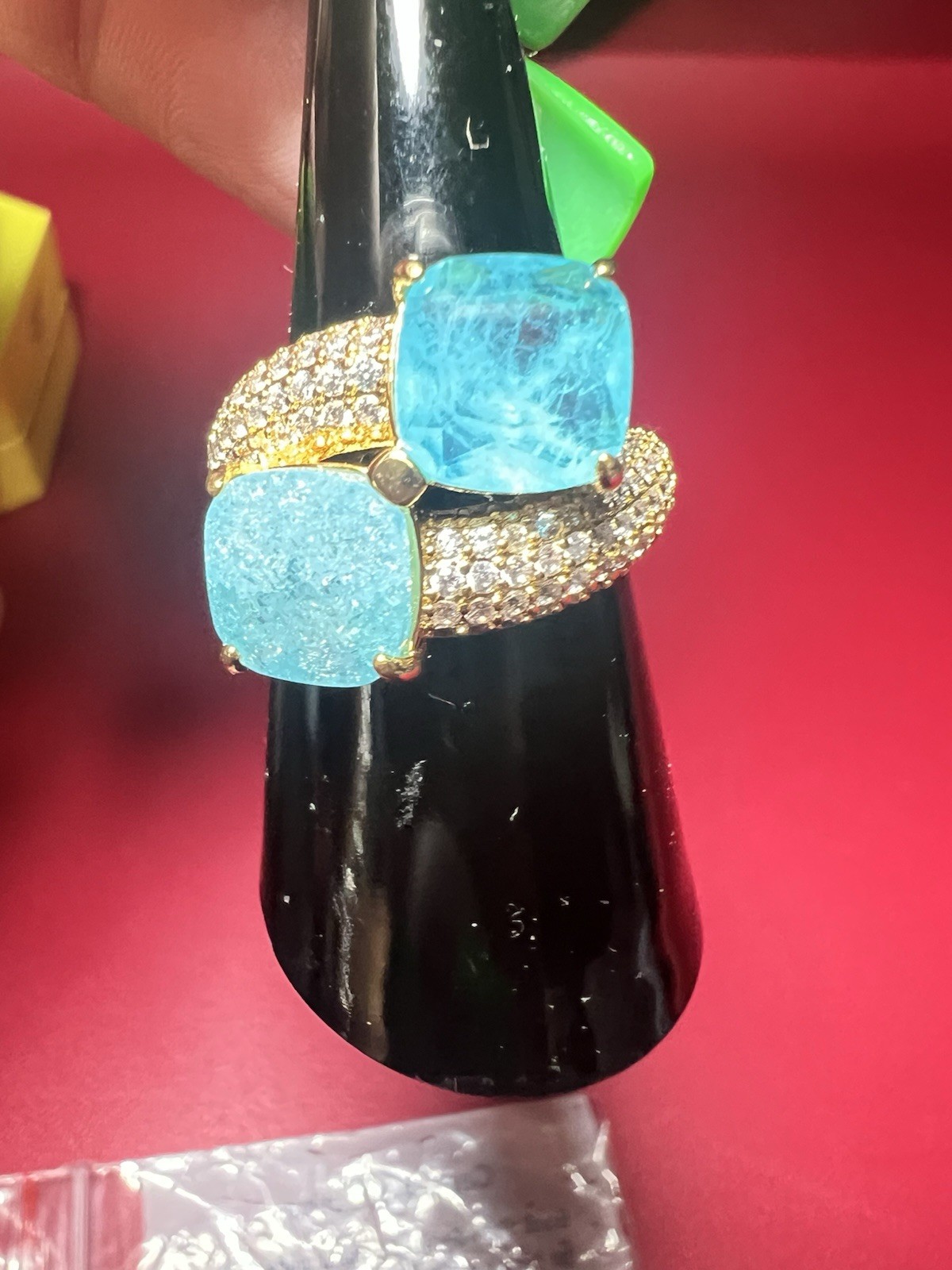 Bomb Party BP RG37842 Size 7, Astral Adornment, Aquamarine & Light Blue on Gold