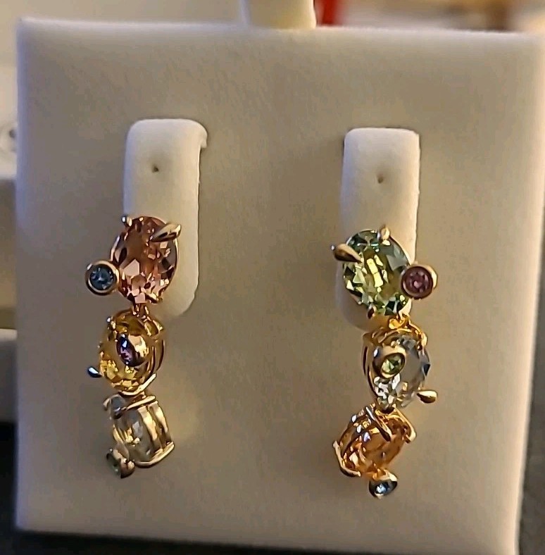 SWAROVSKI Asymmetrical Multi-Colored Crystals Gema Drop Earrings 5714815 NIB.